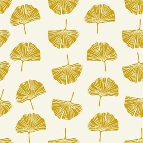 Ginkgo leaf pattern botanical print yellow