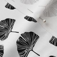 Ginkgo leaf pattern botanical print black and white