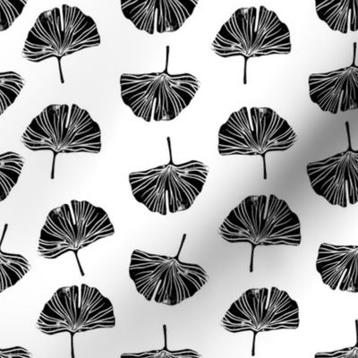 Ginkgo leaf pattern botanical print black and white