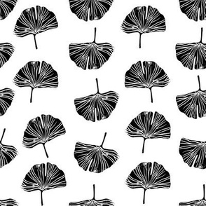 Ginkgo leaf pattern botanical print black and white