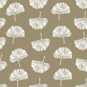 Ginkgo leaf pattern botanical print medium beige