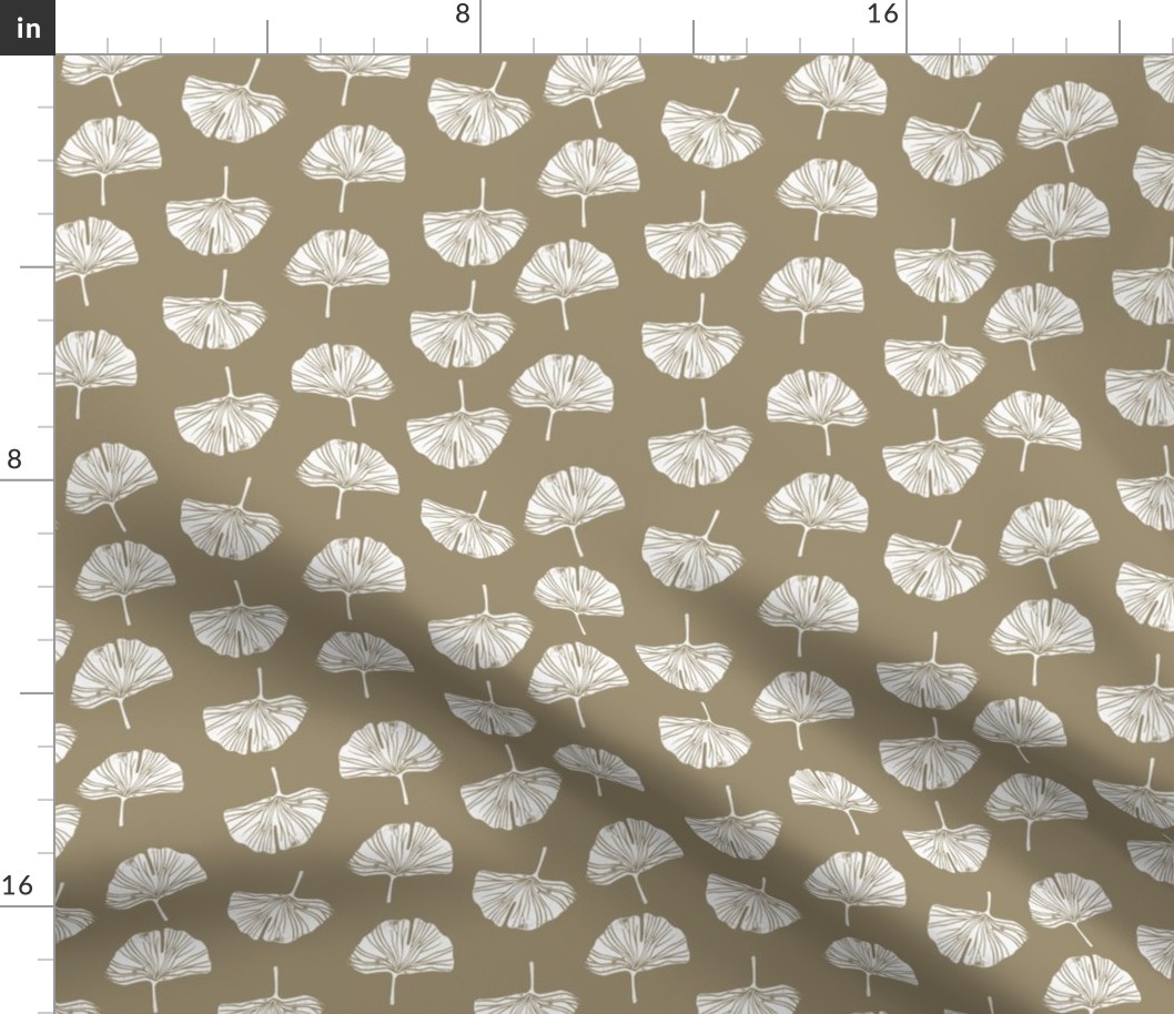 Ginkgo leaf pattern botanical print medium beige