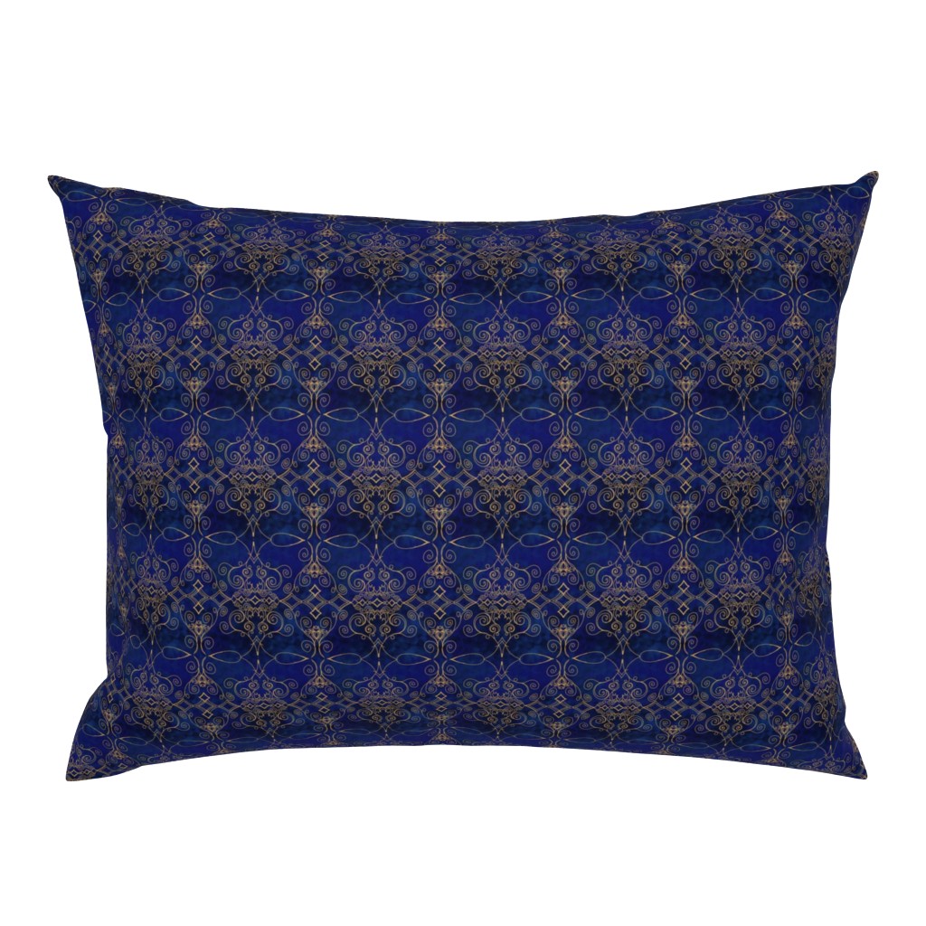 Gold Filigree on Dark Royal Blue