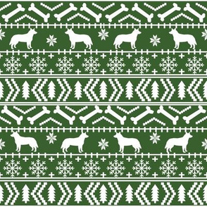 Australian Cattle Dog fair isle christmas sweater pattern print green