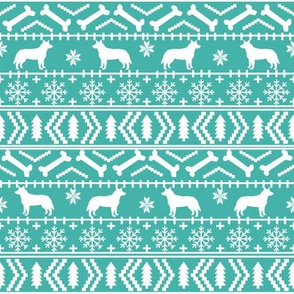 Australian Cattle Dog fair isle christmas sweater pattern print bright blue