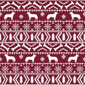 Australian Cattle Dog fair isle christmas sweater pattern print maroon