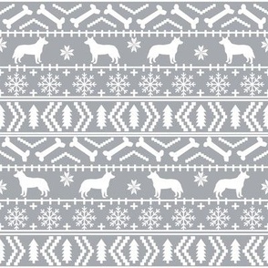 Australian Cattle Dog fair isle christmas sweater pattern print grey