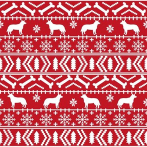 Australian Cattle Dog fair isle christmas sweater pattern print red