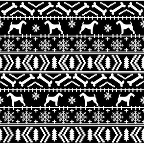 Airedale Terrier Dog fair isle christmas sweater pattern print bw