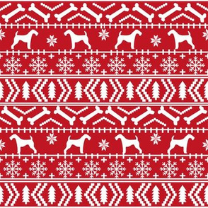 Airedale Terrier Dog fair isle christmas sweater pattern print red