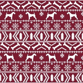 Airedale Terrier Dog fair isle christmas sweater pattern print dark red
