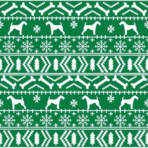 Airedale Terrier Dog fair isle christmas sweater pattern print bright green