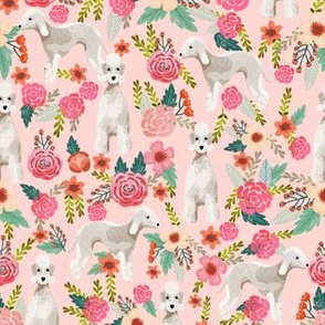 bedlington terrier florals fabric dog design - pink