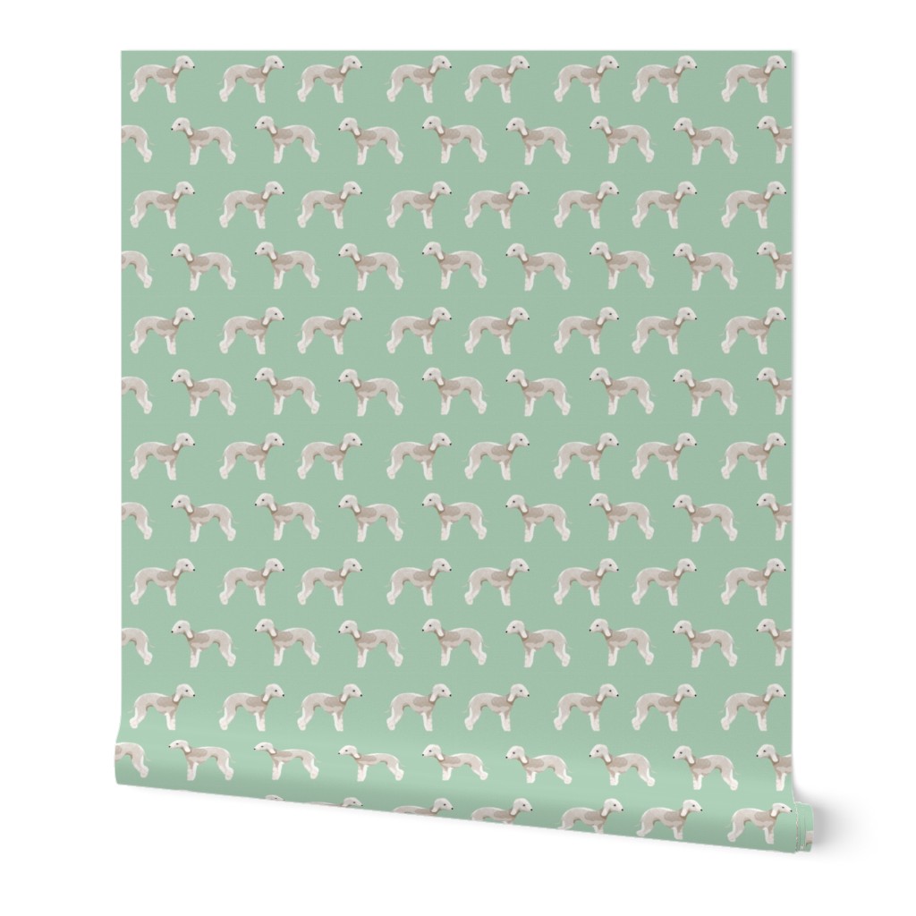 bedlington terrier fabric  dogs pet design - mint