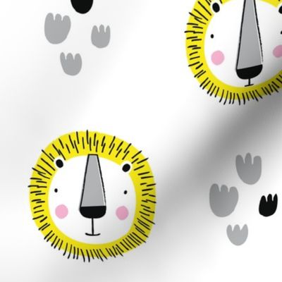 Cute Lion Yellow jungle pattern safari friends