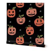 Jack-o'-lantern halloween cute pumpkin carving hand drawn pattern black  by andrea lauren