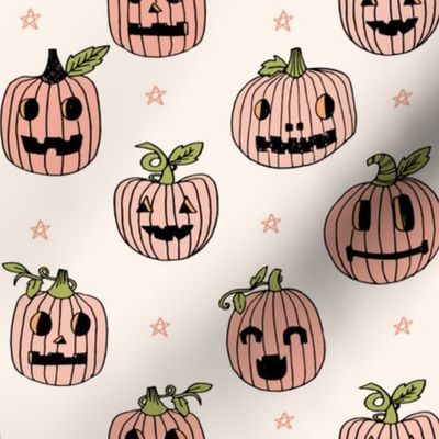 Jack-o'-lantern halloween cute pumpkin carving hand drawn pattern  lite by andrea lauren