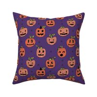 Jack-o'-lantern halloween cute pumpkin carving hand drawn pattern  purple by andrea lauren