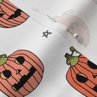 Jack-o'-lantern halloween cute pumpkin carving hand drawn pattern white by andrea lauren