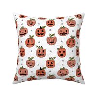 Jack-o'-lantern halloween cute pumpkin carving hand drawn pattern white by andrea lauren