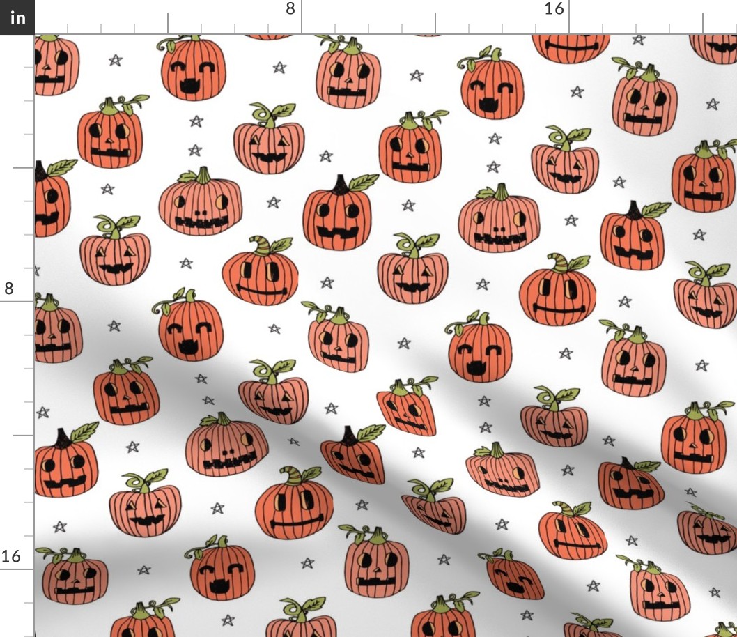 Jack-o'-lantern halloween cute pumpkin carving hand drawn pattern white by andrea lauren