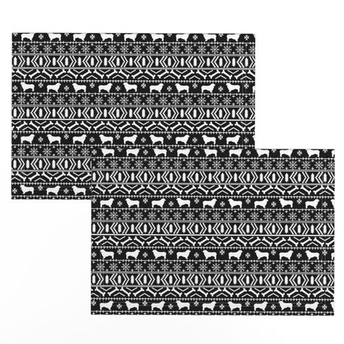 Australian Shepherd fair isle christmas dog fabric pattern black