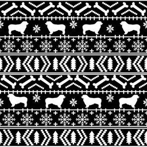 Australian Shepherd fair isle christmas dog fabric pattern black