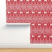 Australian Shepherd fair isle christmas dog fabric pattern red