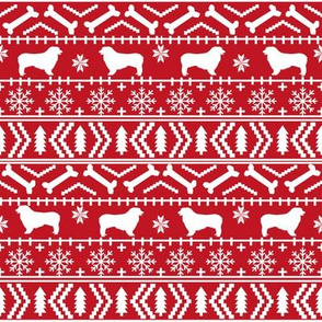 Australian Shepherd fair isle christmas dog fabric pattern red