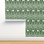 Australian Shepherd fair isle christmas dog fabric pattern medium green