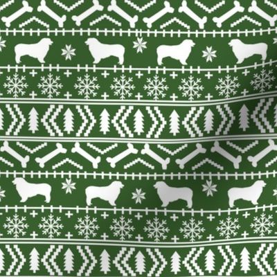 Australian Shepherd fair isle christmas dog fabric pattern medium green