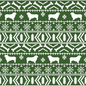 Australian Shepherd fair isle christmas dog fabric pattern medium green