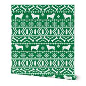 Australian Shepherd fair isle christmas dog fabric pattern green