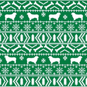 Australian Shepherd fair isle christmas dog fabric pattern green