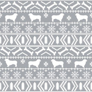 Australian Shepherd fair isle christmas dog fabric pattern grey