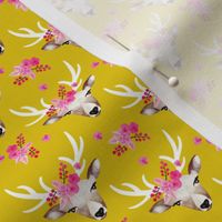 Sweet indian summer bohemian watercolor deer love  yellow mustard XXS