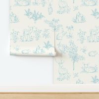 Sketch Woodland Forest / Light Blue on Creamy White