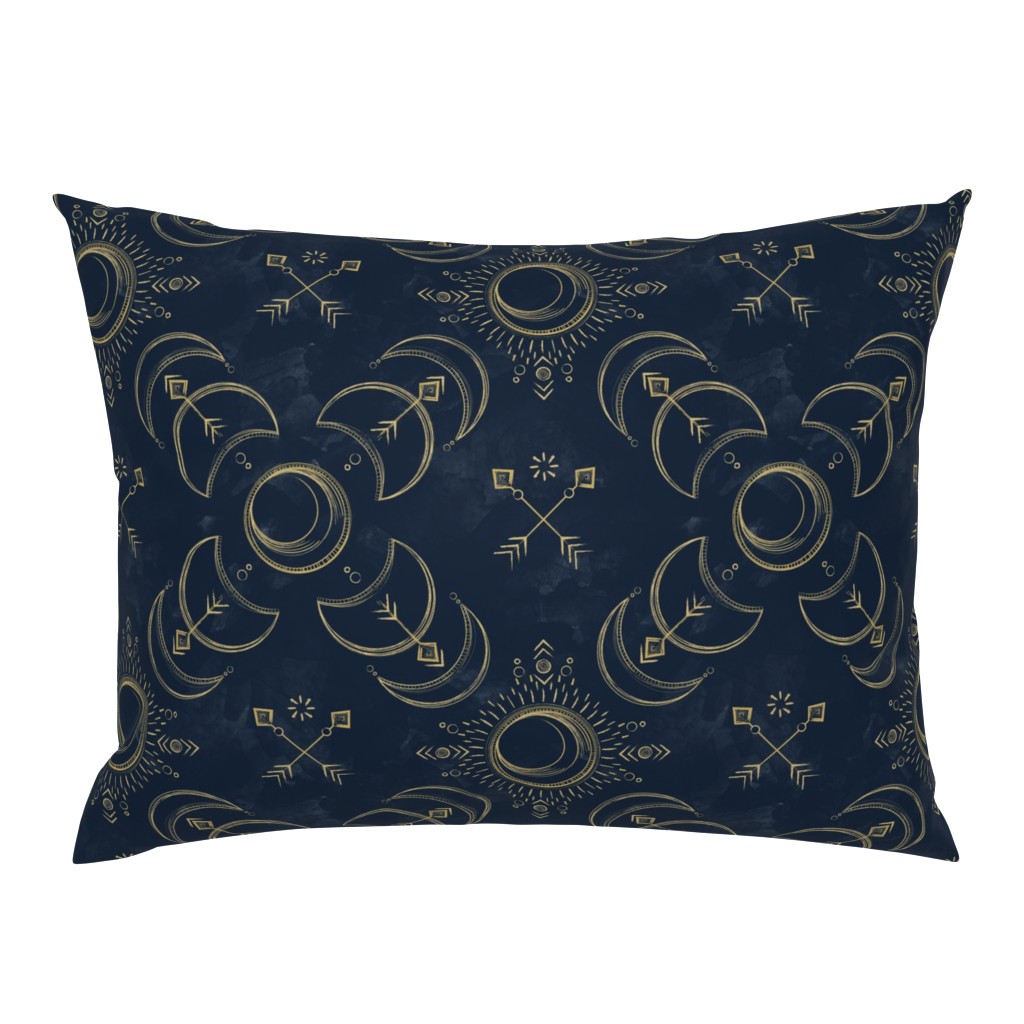 Bohemian Solar Eclipse Gold // solar eclipse bohemian tribal indigo arrows moon sun fabric