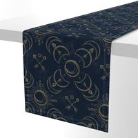 Bohemian Solar Eclipse Gold // solar eclipse bohemian tribal indigo arrows moon sun fabric