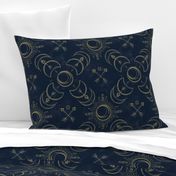 Bohemian Solar Eclipse Gold // solar eclipse bohemian tribal indigo arrows moon sun fabric