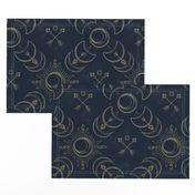 Bohemian Solar Eclipse Gold // solar eclipse bohemian tribal indigo arrows moon sun fabric