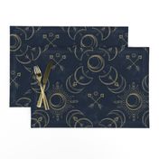 Bohemian Solar Eclipse Gold // solar eclipse bohemian tribal indigo arrows moon sun fabric