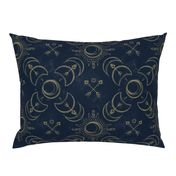 Bohemian Solar Eclipse Gold // solar eclipse bohemian tribal indigo arrows moon sun fabric