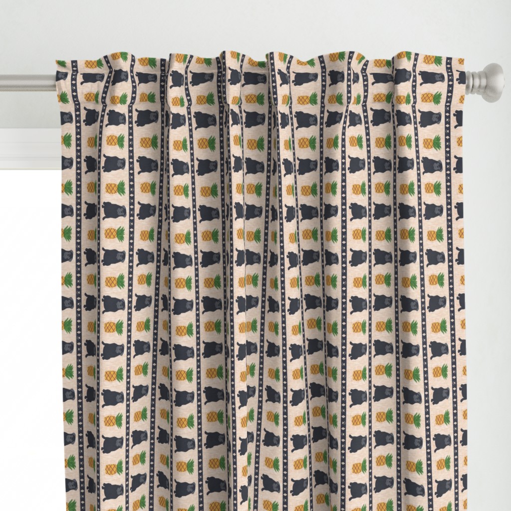 Primitive Pug and pineapple - small border length black