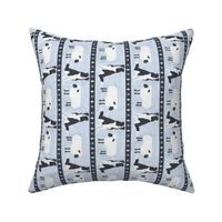 Primitive Border Collie and sheep border - slate blue small length