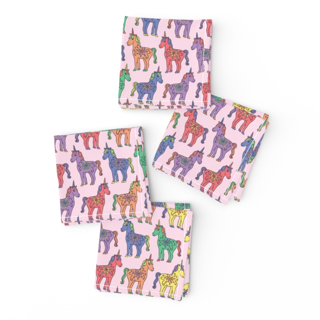 Rainbow Unicorns on Pink