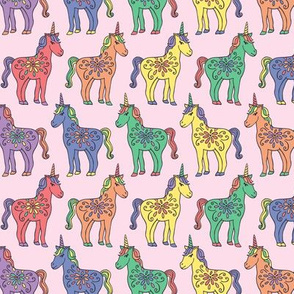 Rainbow Unicorns on Pink