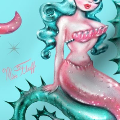 Mysterious Mermaid on Blue LARGE