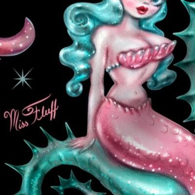 Mysterious Mermaid on Black- LARGE