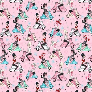 Scooter Girls on Pink - SMALL